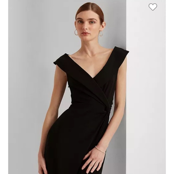 Ralph Lauren V-Neck Column Gown - Picture 3 of 4